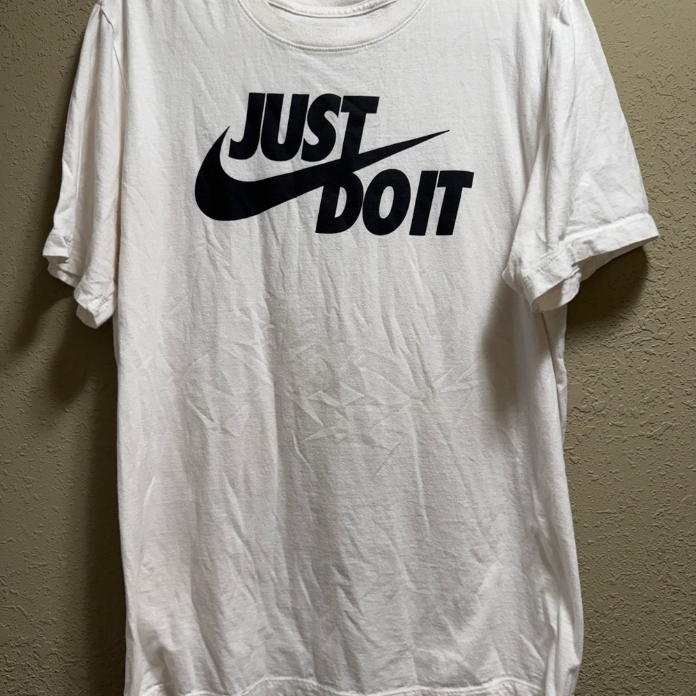 Nike Men's White Tee with Black Logo